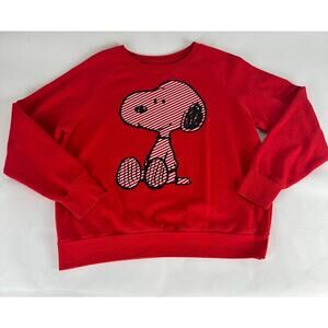 Snoopy Size Small Medium Youth XXL Peanuts Red Sweatshirt Pullover Christmas